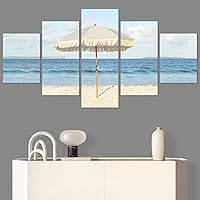 SIGNWIN 5 Panel Canvas Wall Art Aerial Beach Beach Coastal Cool Minimalism Multicolor Photography Relax/Calm for Home Decorations Ready to Hang - 60