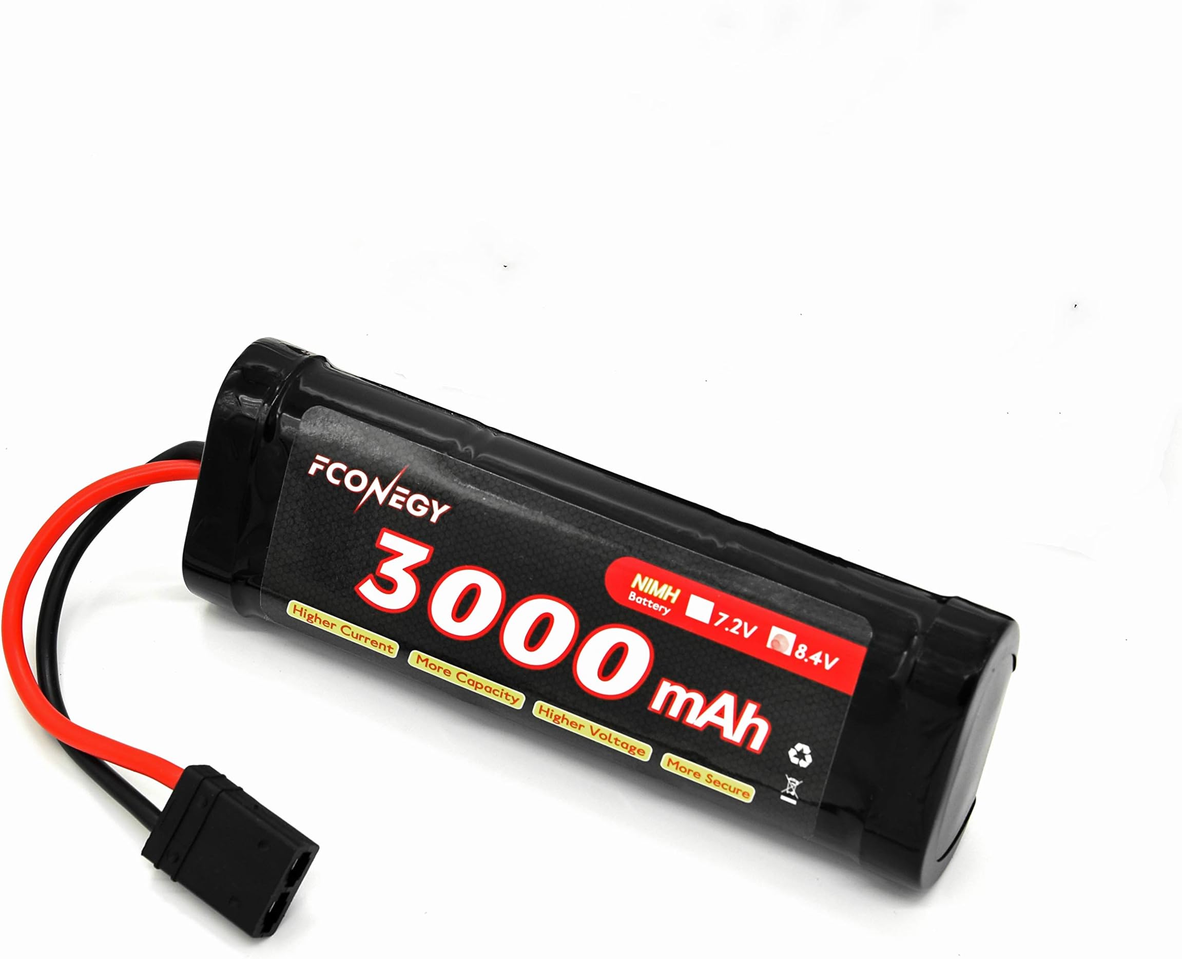FCONEGY RC Battery 8.4V 3000mAh 7-Cell with TRX Conector NiMH Hump Pack for RC Cars, RC Truck/Hobby(One Pack)