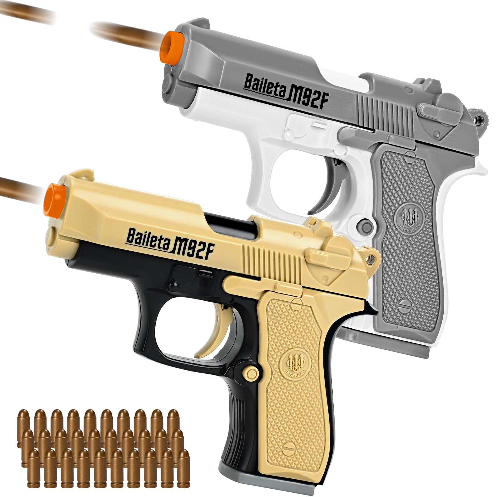 Photo 1 of 2 Pack Toy Guns for Nerf Pistol Gun - Mini Realistic Pistol Toy Blaster Gun with 30 Soft Plastic Bullet for Boy Ages 6 7 8 9 Year Old Indoor Outdoor Present for Adult Kid Holiday Birthday