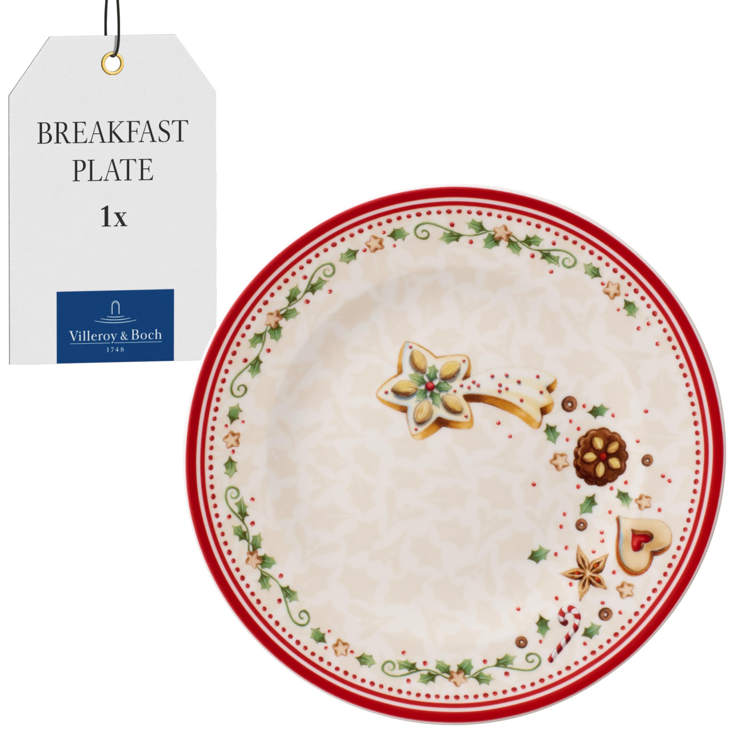 Villeroy & Boch – Winter Bakery Delight Breakfast/Dessert Plate 21.5 cm, Dishwasher Safe, Microwave Safe, Christmas Decoration, Winter Plate, Premium Porcelain