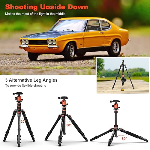 GEEKOTO 58” DSLR Tripod, Compact Aluminum Alloy Lightweight Camera