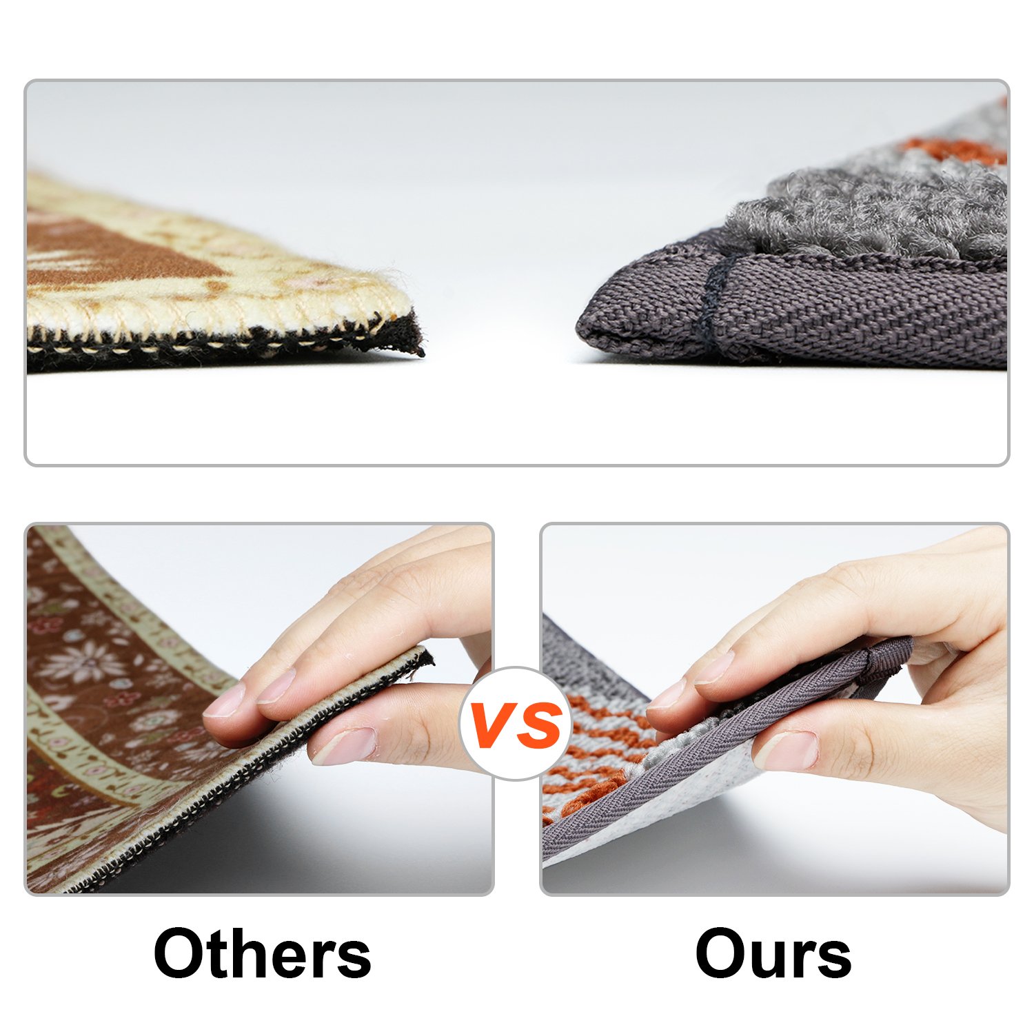 Seloom Durable Kitchen Rug Runners with Non-Slip Rubber Backing and Unique Flower Design Perfect for Kitchen Floor Set of 2, 18×27+18×47 Inch