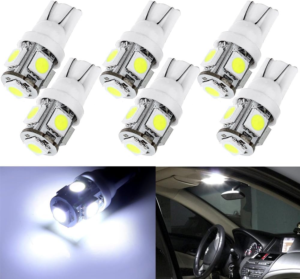 cciyu 6 Pack White T10 5-SMD Wedge LED Bulbs 194 168 2825 Instrument Dash Light Bulb US Ship Replacement fit for 1967-2000 Chevrolet Chevy II Citation Corsica Corvair Corvette El Camino Estate