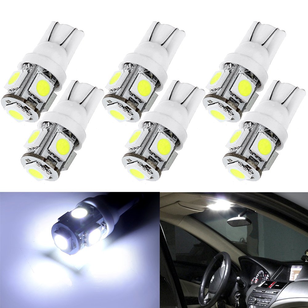cciyu 6 Pack White T10 5-SMD Wedge LED Bulbs 194 168 2825 Instrument Dash Light Bulb US Ship For 1967-2000 Chevrolet Chevy II Citation Corsica Corvair Corvette El Camino Estate