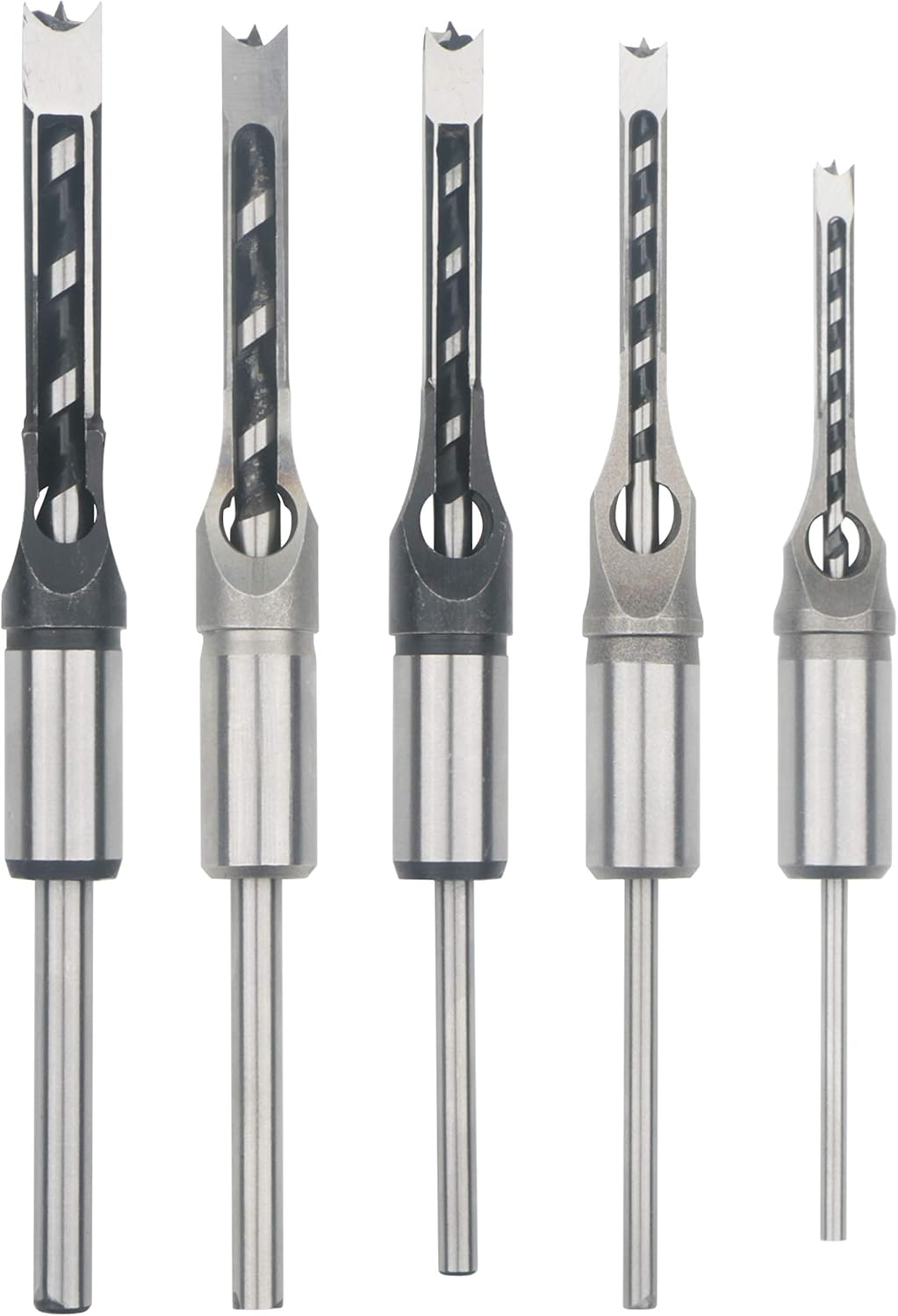 Rowiz 5PCS Woodworking Square Hole Drill Mortise Chisel Set (Pack of 5)