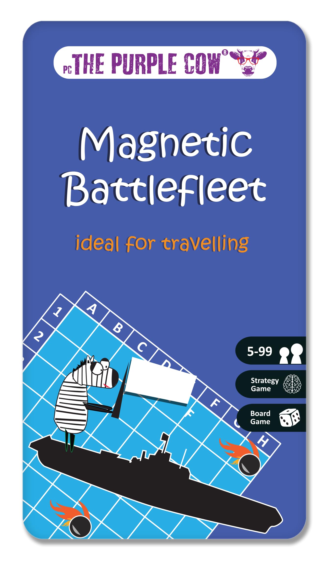 The Purple Cow- Battlefleet Game- Magnetic Travel Game for Kids and Adults. Classic Strategy Game for Thinking