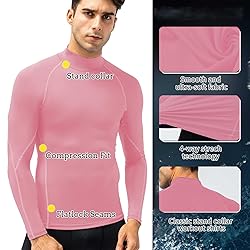Men's Pink Compression Shirt Long Sleeve Athletic