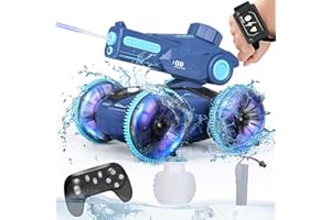 KB KAIBO 3-in-1 Remote Control Car, RC Boat & Water Gun - Amphibious RC Car for Land & Water, Adjustable Speed, Waterproof, Perfect Boys Toys 4-12 Years Old boy Gifts for Pool Beach, Summer Fun-Blue