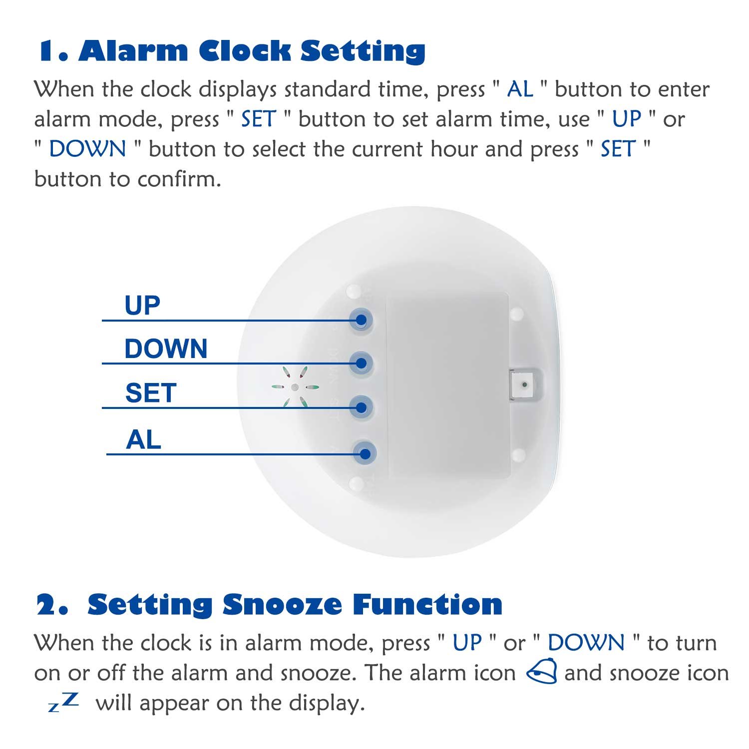 [Kids Gifts] HAMSWAN 7 Colors Changing Alarm Clock Nature Sounds One Tap Control Sleep-Friendly with Indoor Temperature Display for Working Parents, Students etc (Light Blue)