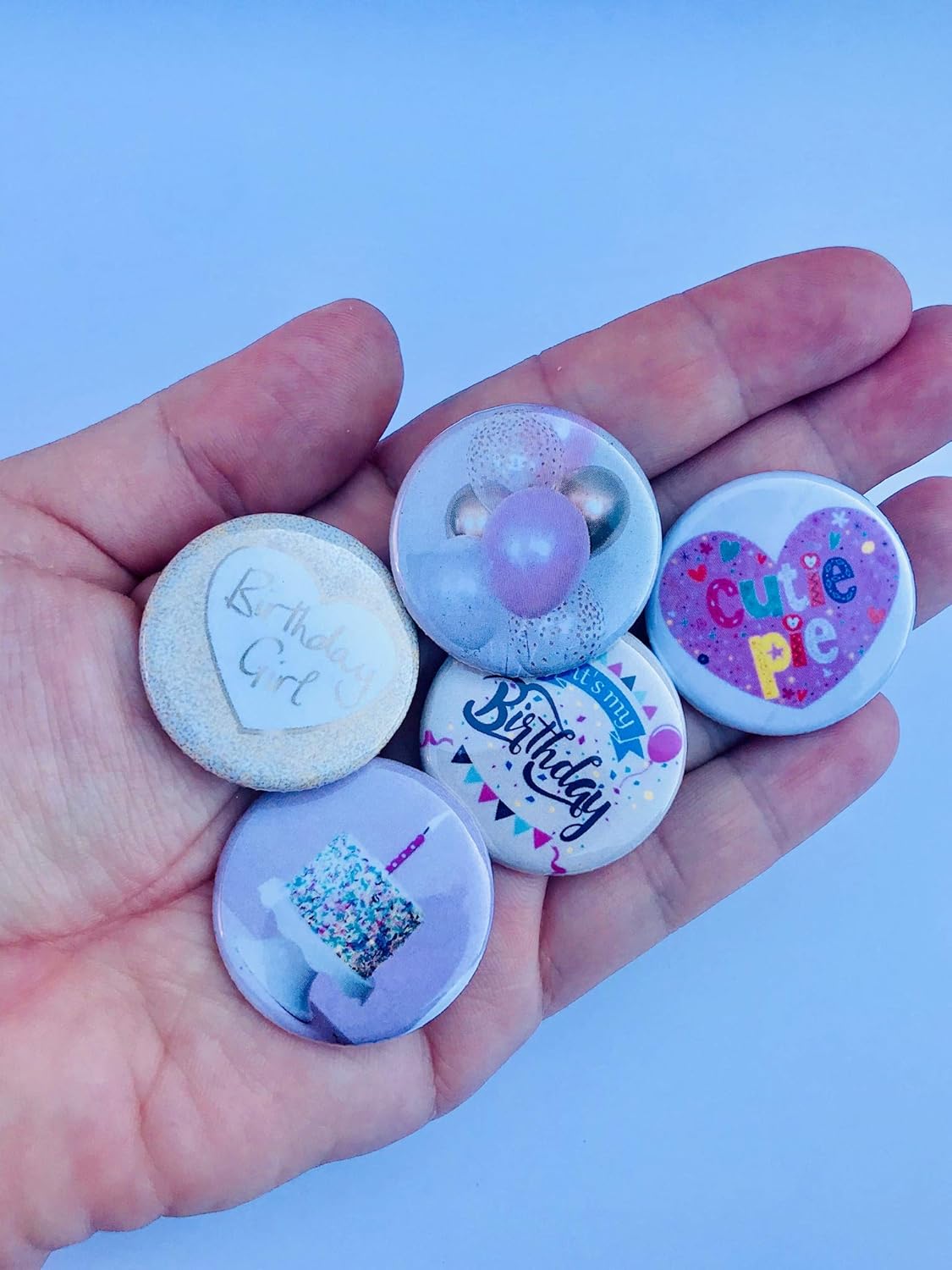 5 piece Happy Birthday Backpack pins buttons 1.25 Inch PinBack Buttons Girls birthday buttons for backpack or clothes Birthday Present for girls backpack pins: Clothing