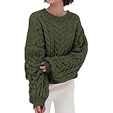 PRETTYGARDEN Womens Sweaters Spring 2026 Cable Knit Long Sleeve Crewneck Oversized Sweater Chunky Pullover Loose Outfits