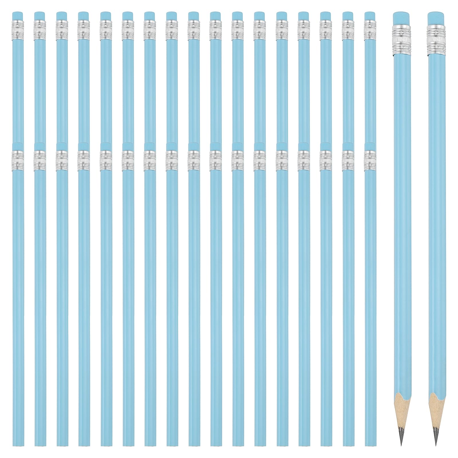 PATIKIL Round Pencils, 36 Pack Triangle HB Graphite Pencil Woodcase Wooden Pencils with Eraser for Classroom Office Writing Drawing Supplies, Blue