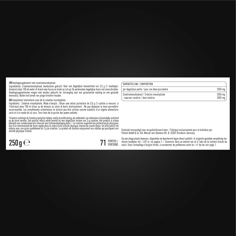 Créatine monohydrate ultra pure, 250 g, 71 portions, neutre