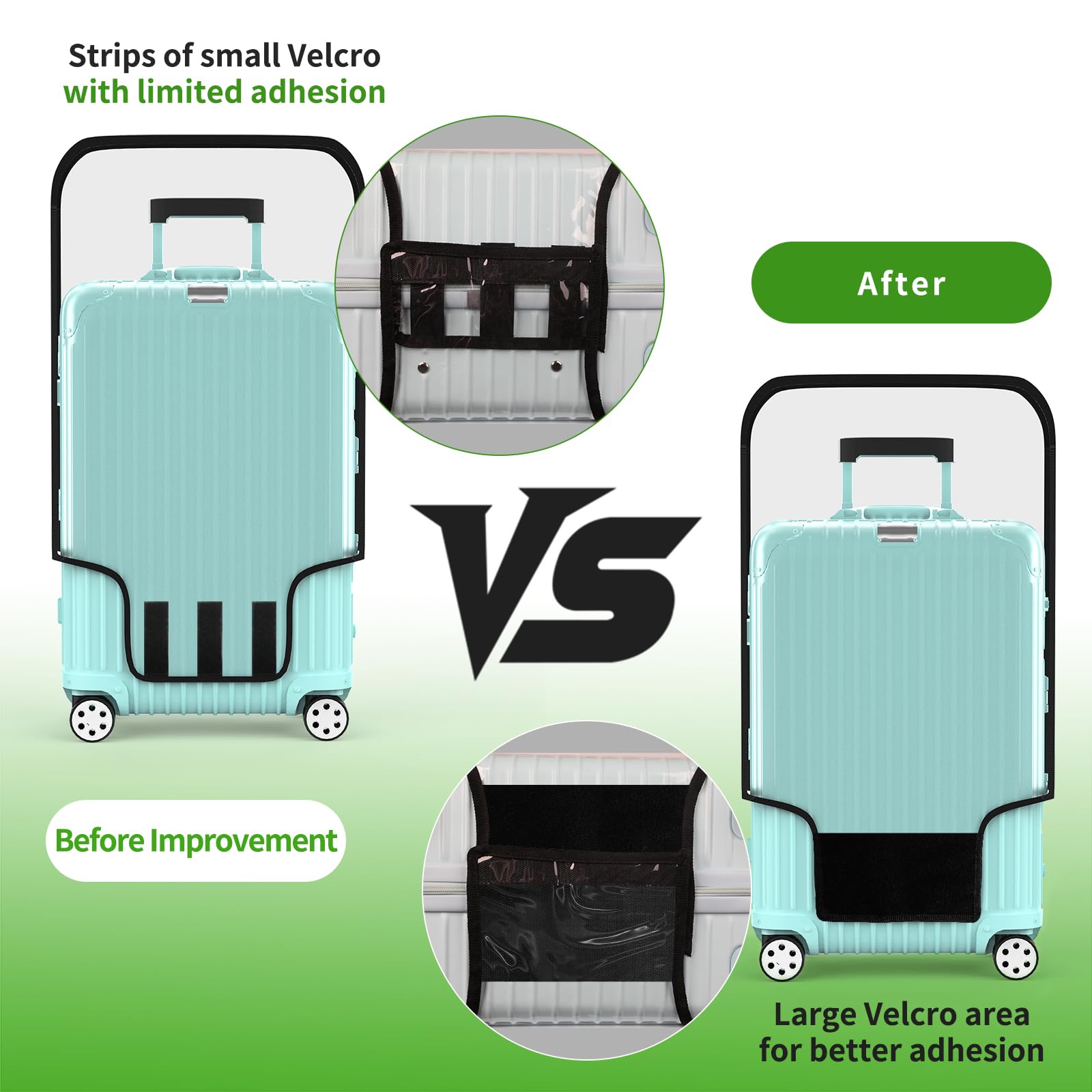 Suitcase Covers For Luggage, 28 Inch Clear PVC Luggage Covers Protector Full Thicken Transparent Waterproof Suitcase Sleeve With Large Velcro for 28