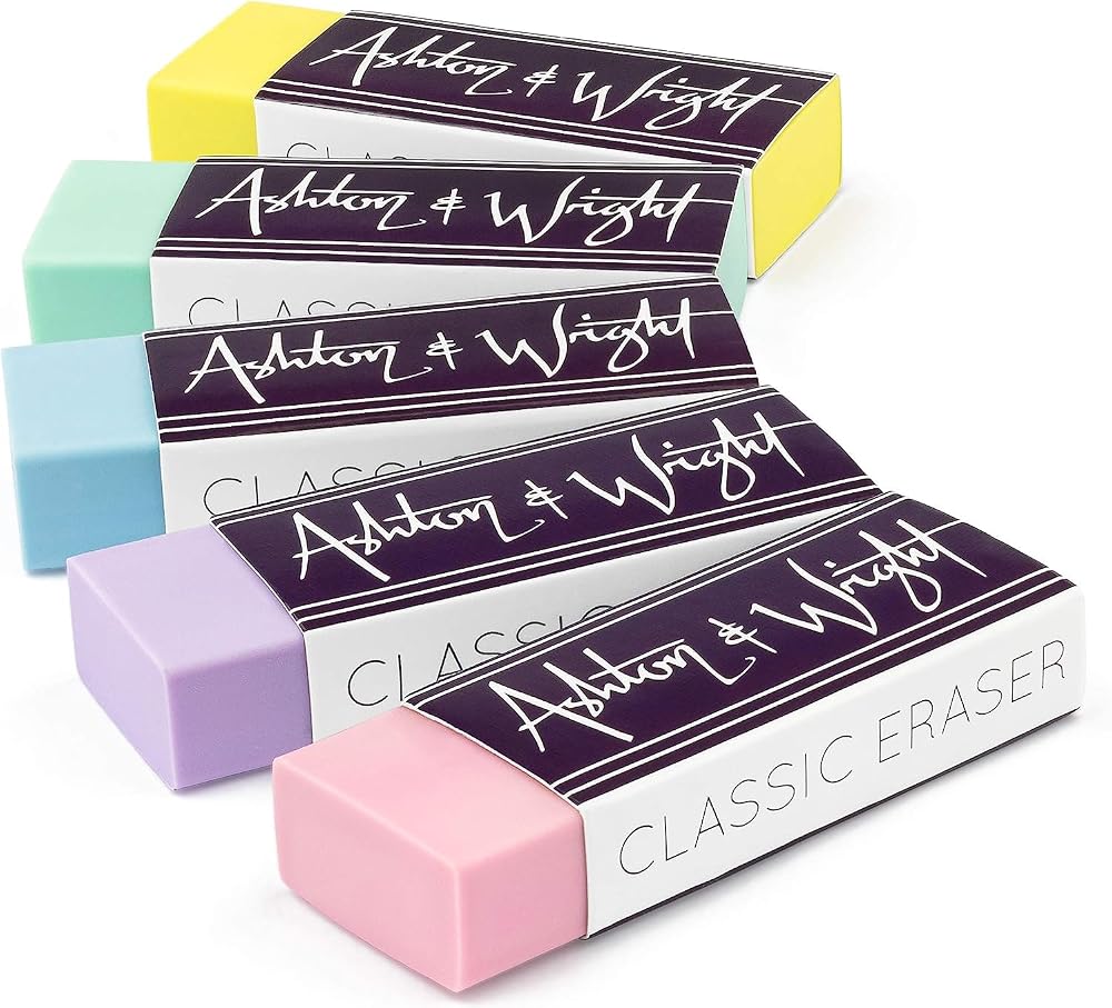 Ashton and Wright Classic Rubber Latex Free Erasers Pack of 5 Pastel