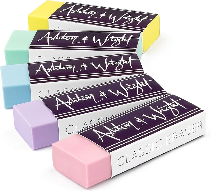 Ashton and Wright Classic Rubber Latex Free Erasers Pack of 5 Pastel