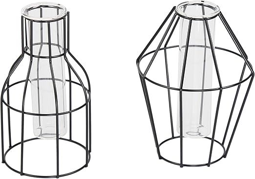 Amazon De Flanacom 2er Set Deko Vase Tischdeko Dekoration Wohnung Modern Zeitloses Design Aus Metall