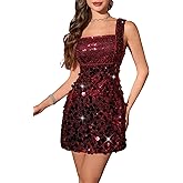 Wedtrend Sequin Dress for Women Short Sparkly Dresses 80s Disco Party Dress Cocktail Glitter Homecoming Dresses for Teens