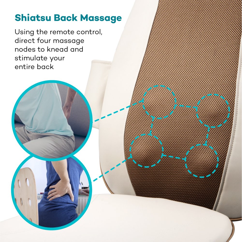 Sable Back Massage Seat Cushion for Chair with Heat, Shiatsu Massagers