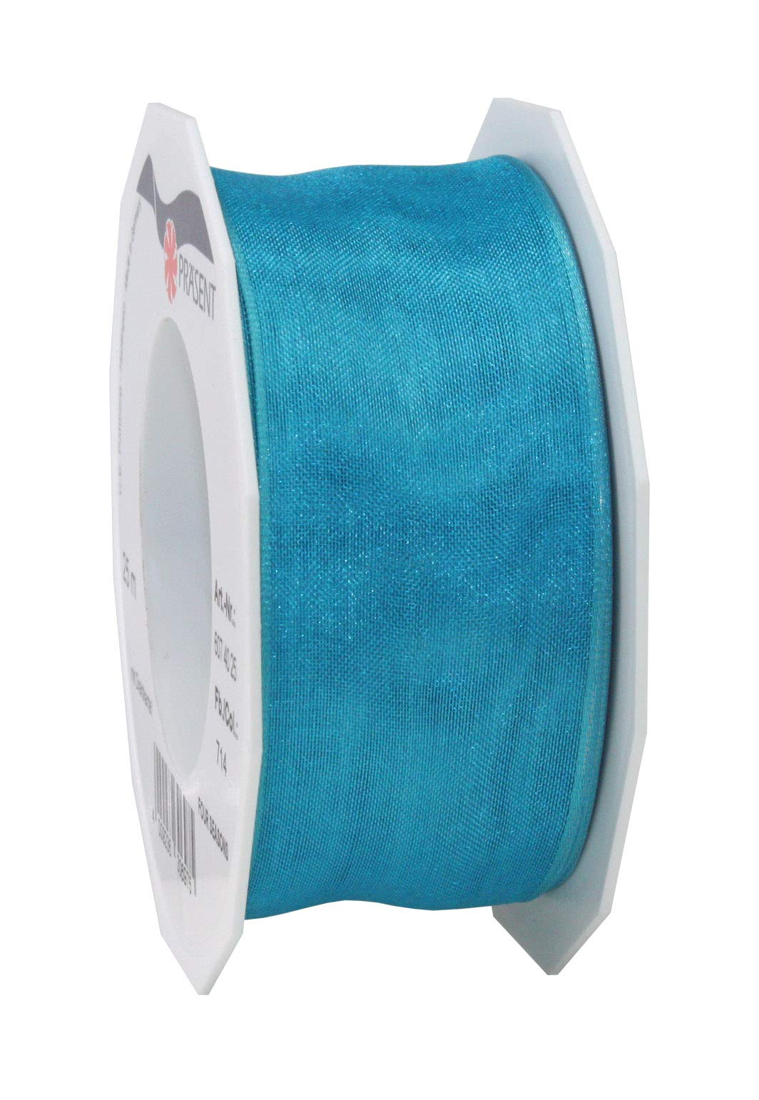 Präsent - Four Seasons Organza Wired Edge Ribbon Caribbean Blue 40 mm Width, 25 m Length