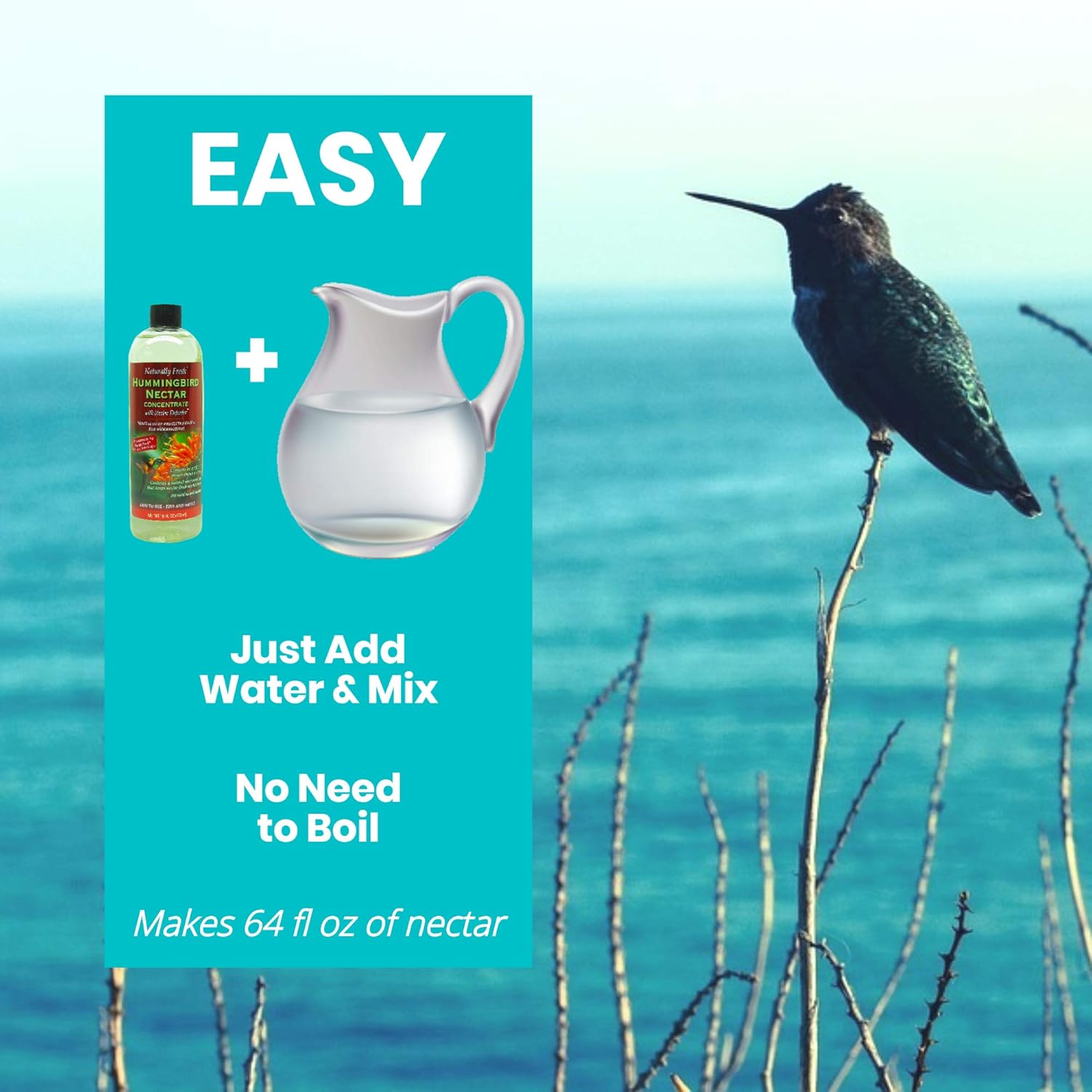 Naturally Fresh Hummingbird Nectar with Nectar Defender Lasts Longer in Hummingbird Feeders | Clear Hummingbird Nectar Concentrate for Outdoor Hummingbird Feeders | Makes 64 ounces : Garden & Outdoor