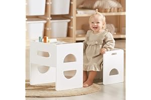 FUNLIO Height Adjustable Montessori Table and Chair Set for Age 1-3, Easy to Assemble, Solid Wood Toddler Table and Chair Set