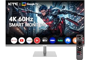 KTC 32 Inch 4K Smart Monitor with Google TV System 3840 * 2160P Netflix Licensed Type C 65W PD Speakers 5W*2 Dolby Audio Hey Google Voice Remote HDR WiFi Bluetooth VESA Tiltable 32 in Smart TV