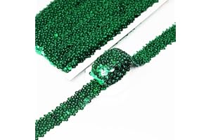 VOOMOLOVE Length10 Yards，Wide 30mm/1.1 inch Green Elastic Sequin Ribbon Trim for Sewing Dress Dance Costumes Headband （Green）