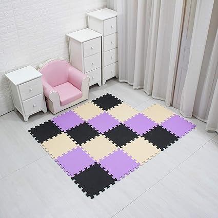 Mqiaoham Children Puzzle Mat Play Mat Squares Play Mat Tiles Baby Mats For Floor Puzzle Mat Soft Play Mats Girl Playmat Carpet Interlocking Foam Floor