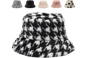Gadfary Bucket Hat Women Fluffy Fuzzy Bucket Hats for Ladies, Winter Warm Furry Plush Faux Fur Hat for Girls