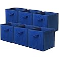 ShellKingdom Storage Bins, Foldable Fabric Storage Cubes and Cloth Storage Organizer Drawer for Closet and Toys Storage, 6 Pack (Dark Blue)