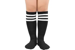 Century Star Kids Child Soccer Socks Boys Girls Knee High Tube Socks Sports Socks with Three Stripes Cotton Toddler Socks