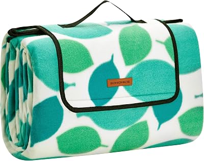 SONGMICS GCM78Y XXL Fleece Picnic Blanket 200x200 cm Waterproof
