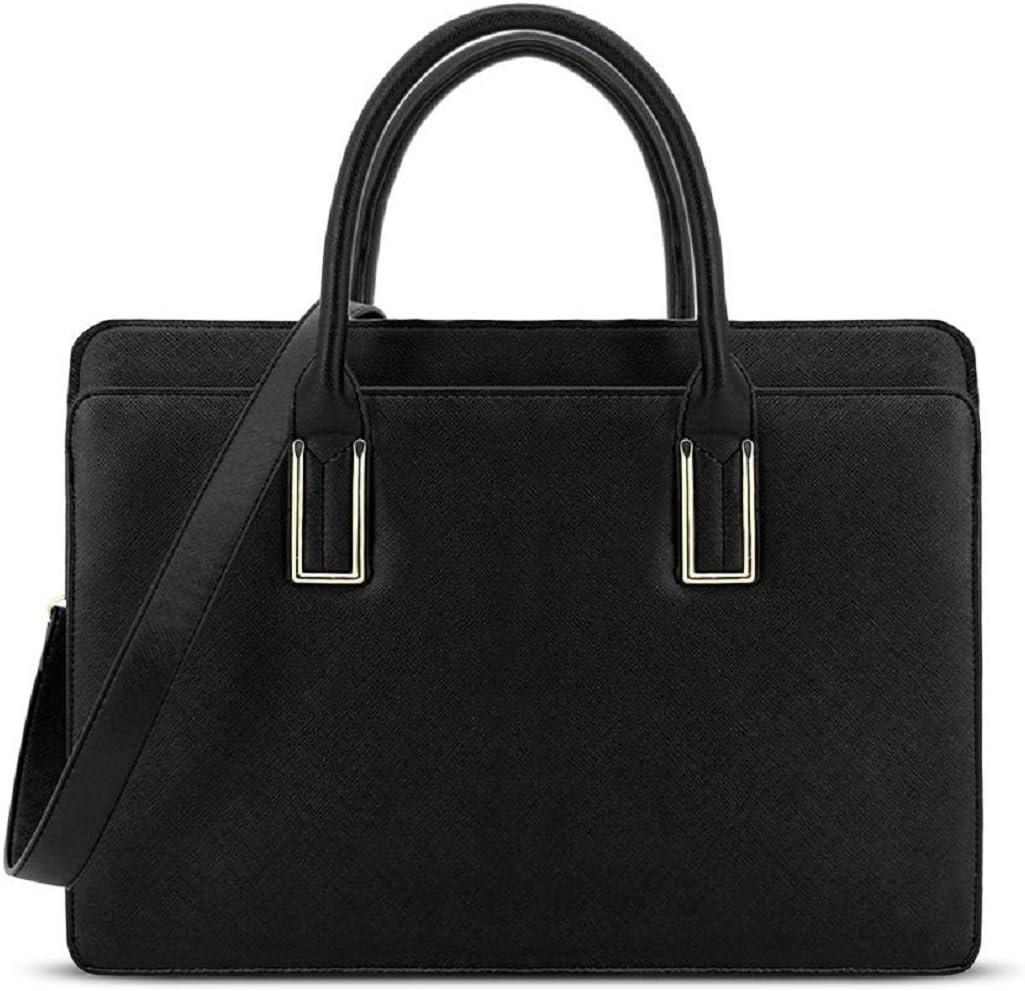 Faux Leather Vintage 3 Compartment Briefcase Laptop Tablet Bag Ladies Work Office Shoulder Handbag Girls School College Bag