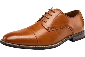 Jousen Men's Dress Cap Toe Shoes Wingtip Brogue Oxfords for Men Business Formal Derby Shoes