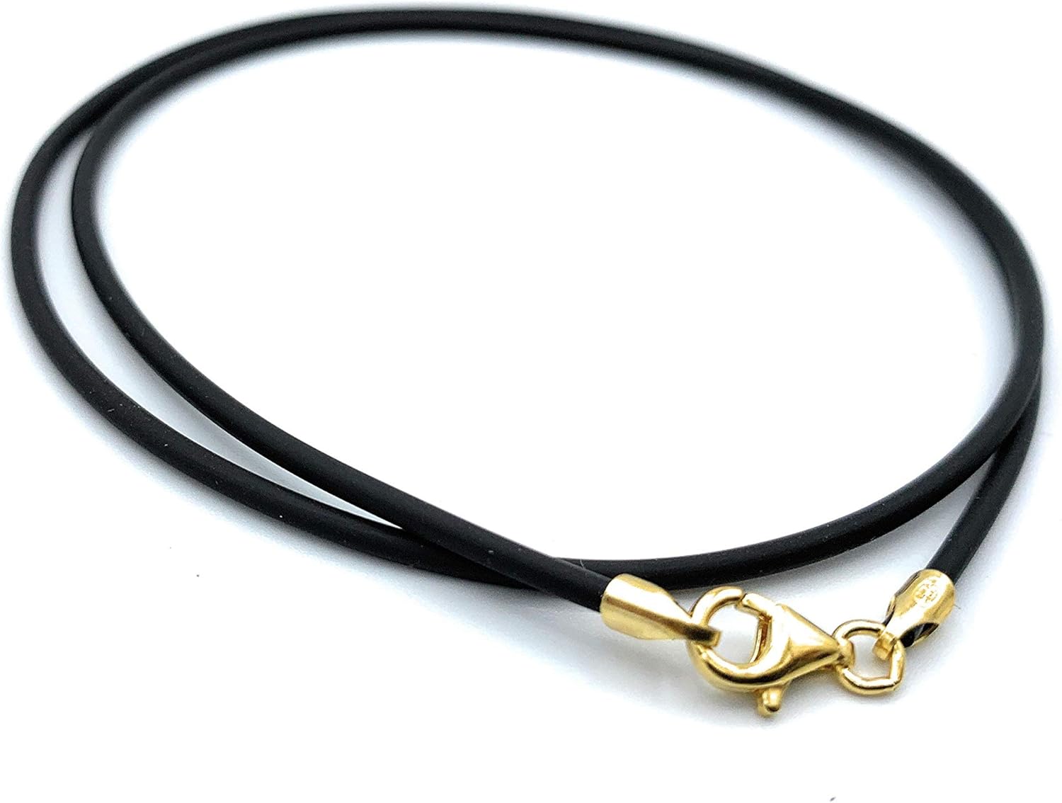 Collana In Pelle Caucciù Uomo - Nero, Larghezza 2mm, Lunghezza Regolabile 40-76cm - Foto 7