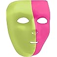 Neon Full Face Mask - 6.25" x 7.75" - Vibrant Color Design Mask Perfect For Halloween, Costume Parties & Festival Celebrations - 1 Pc
