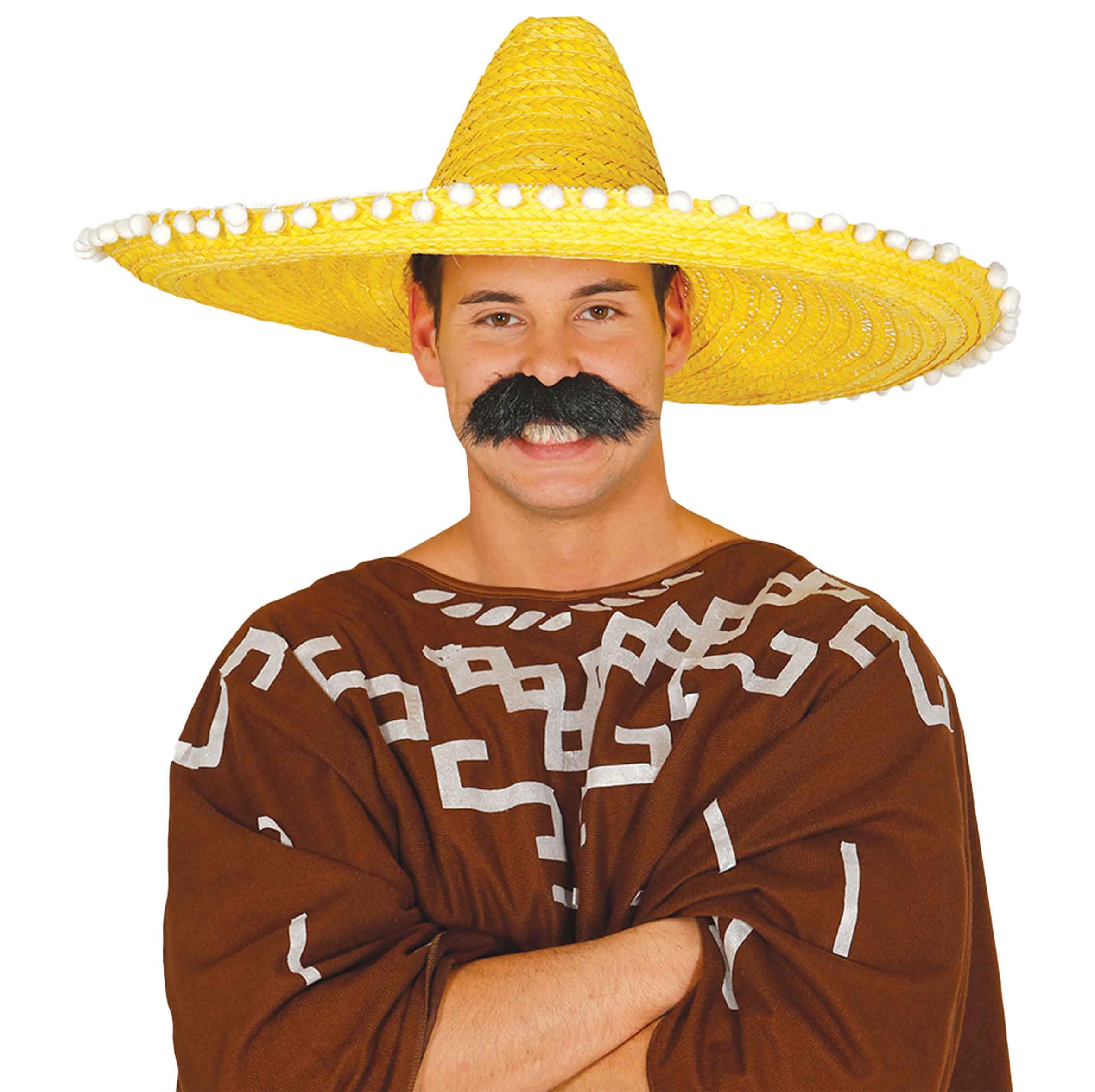 FIESTAS GUIRCA | Mexican Straw Hat (23.6 in) - Party Accessory for Summer Celebrations and Graduations - Ideal for Mexican-themed Events and Fancy Dress Parties - Adult Unisex - Yellow
