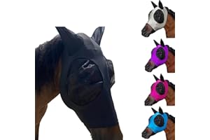 Upgrade Horse Fly Mask Adjustable Super Comfort Fly Masks for Horses UV Protection Breathability Horses Fly Masks with Ears P
