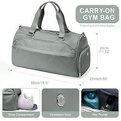 wassdins Gym Bag for Women Men, Sport Duffle Bag