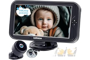 LEEKOOLUU Carseat Car Camera for Baby: HD 1080P Display Real-Time Monitoring for Infants 0-4 Years No Delay - Clear Night Vision USB Plug-Play Safe and Durable Easy Setup Peace of Mind While Driving on the Go