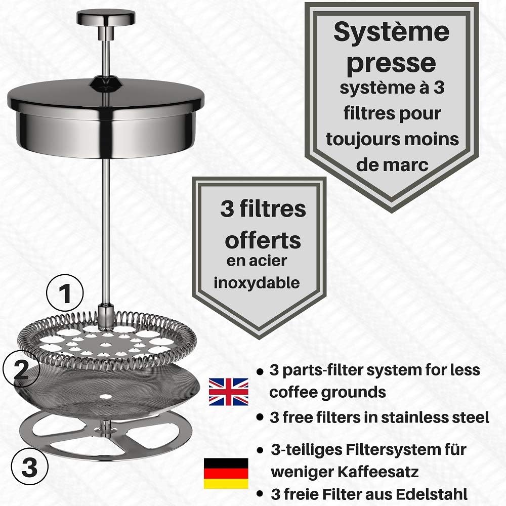 Indestructible y mantiene el café caliente por mucho tiempo gracias a su  cubierta doble Grande 0,75Litro Cafetera de émbolo VeoHome Cafeteras de  émbolo Hogar y cocina futakuchi-hakata.com
