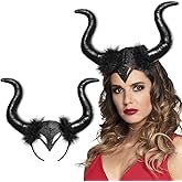 RUSTAMM Devil Horns Headband Black Gothic Halloween Party Dress Up for Women Girls Adult Hair Accessories Headwear