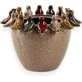 10.4 Inch Plant Pot, Ceramic Planter with Drainage Hole and Silicone Plug | Flower Pot with Ceramic Birds on Rim, Reactive Glaze, for Indoor Outdoor Plants Home Garden Patio Office