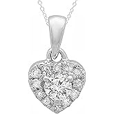 Dazzlingrock Collection 0.25 Ctw 10K Real Solid Gold Round Natural Diamond Ladies Heart Pendant 1/4 CT (Silver Chain Included)