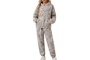 Eutten Camo Sweatsuits for Women Set 2 Piece Camo Hoodies Maple Leaf Print Oversized Sweatshirt Lounge Sets Fall Outfits