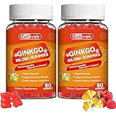 Babivek 2 Pack Ginkgo Biloba Gummies with Ashwagandha, Vitamin C & Magnesium - Vegan, Non-GMO, Gluten-Free - Raspberry Flavor, 120 Count