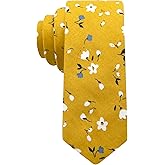 Mantieqingway Men's Cotton Printed Floral Neck Tie Skinny Tie