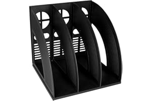 SAYEEC Magazine Holder Sturdy Binder Holder Desk File Sorter Plastic File Folder Organizer Stand Book Shelf Dividers Vertical Storage Rack Desktop Bookshelf Display Box for Office School Home (Black)