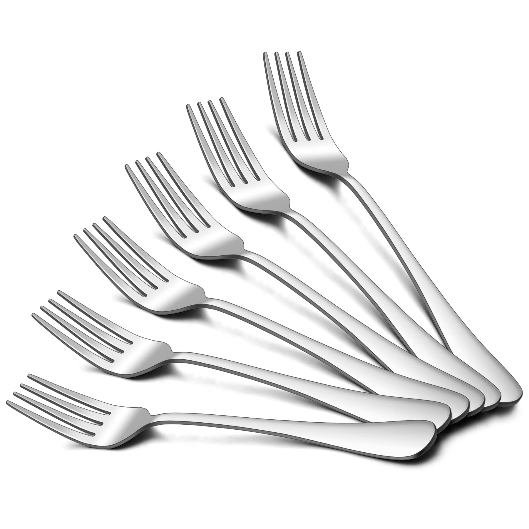 HaWare Dinner Forks Set of 6, Large Stainless Steel Table Forks for Home, Kitchen, Restaurant, Round Edge& Mirror Polished, Dishwasher Safe – 20cm